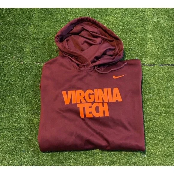 Virginia Tech Hokies hoodie mens large red nike sweatshirt football spell  out 23